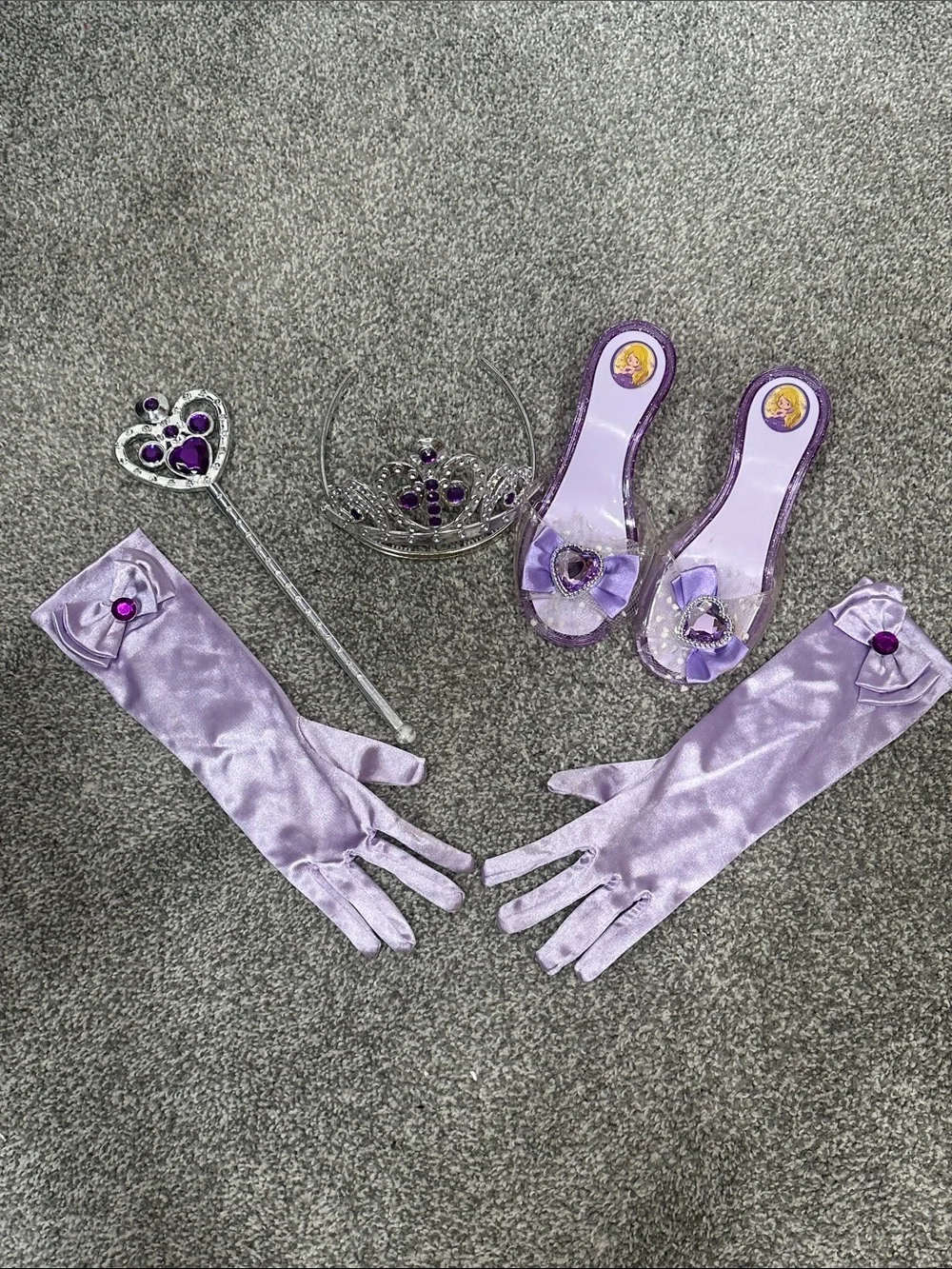 Princess Gown Costume Dress & Accessories Shoes Crown Gloves Sofia Rapunzel 8/10